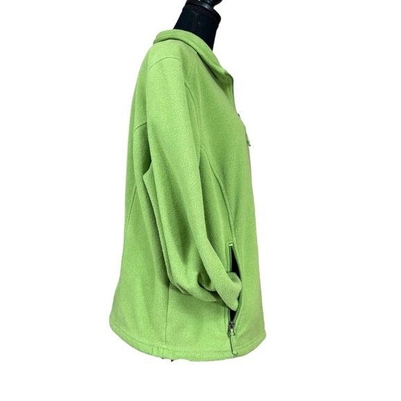 L.L. Bean Women's Lime Green Fleece Full Zip Jacket Size XL - Picture 2 of 9